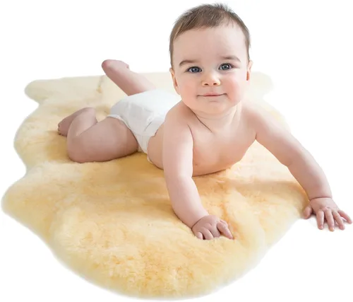 Miniatura 2 de Woolino Alfombra de piel de oveja lujosamente suave y esponjosa para dormitorio, alfombra de bebé de piel de cordero de lana merino australiana 100%