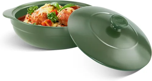 Miniatura 8 de MINH LONG - Horno holandés de porcelana de 2 cuartos con tapa, sin plomo ni cadmio, apto para horno hasta 482 °F, retención de calor, olla de Luna