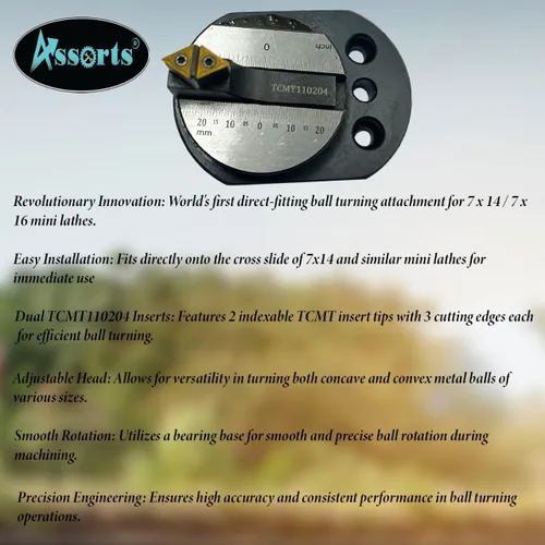 Miniatura 8 de Accesorio de torneado de bolas para mini tornos de 7 x 14 y 7 x 16 Herramienta de precisión gira bolas de metal cóncavas y convexas Caja