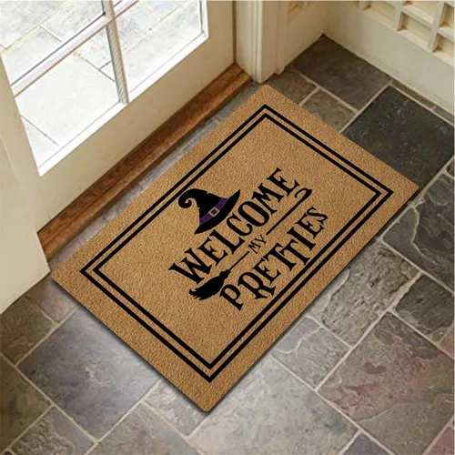 Miniatura 5 de Divertidos felpudos con texto en inglés "Welcome My Pretties", tapete de bienvenida para interiores y exteriores, tapete de bienvenida