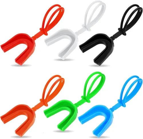 Miniatura 11 de TOODOO Protector bucal deportivo con correa, 6 unidades, sin hervir, para fútbol, boxeo, para adultos y jóvenes, protector bucal suave