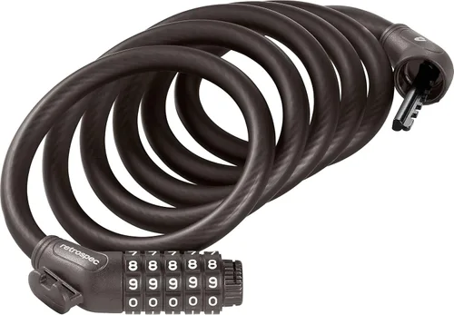 Miniatura 3 de Retrospec Grizzly Plus - Candado de combinación para bicicleta, resistente antirrobo con combo personalizado de 5 dígitos, cable resistente a cortes