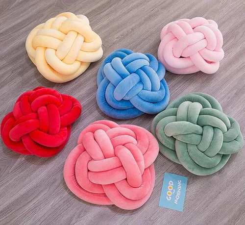 Miniatura 5 de Cyprinus Carpio Elastic Vevet - Almohada de 2 hebras hecha a mano con nudo, cojín de suelo, decoración de bola para el hogar, 10.6 pulgadas (blanco)