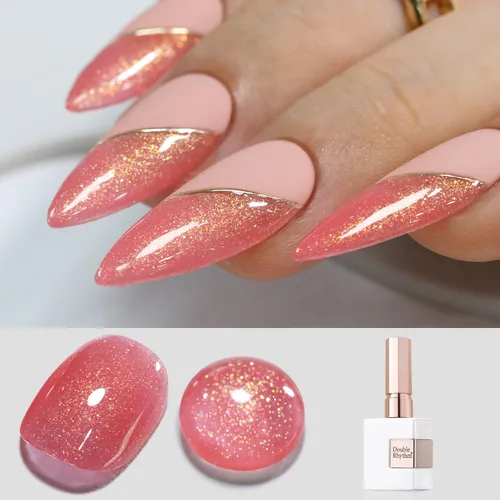 Miniatura 58 de Double Rhythm Esmalte de gel con purpurina de nieve de 0.5 fl oz, color holográfico reflectante para arte de uñas, salón de manicura y bricolaje