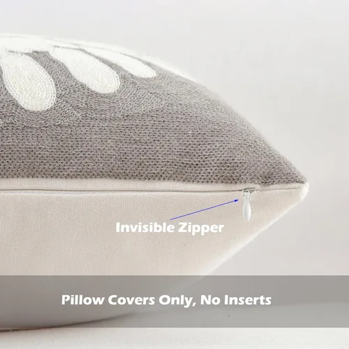 Miniatura 2 de HWY 50 Gris Decorativas Fundas de Almohada de 18x18 Pulgadas (1 Pieza), Moderna Funda de Almohada Bordada de Algodón para Sofá, Sala de Estar, Cama