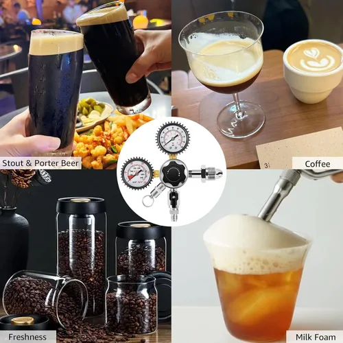Miniatura 7 de CGA-580 Regulador de nitrógeno para barril, regulador de cerveza, regulador de nitrógeno de café con presión de entrega de 0-100 PSI, regulador