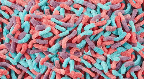 Miniatura 3 de Trolli Sour Brite Crawlers Very Berry and Peachie O's Sour Gummy Rings Candy Bolsas a granel de 10 libras
