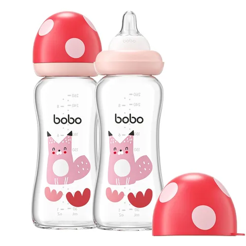 Miniatura 23 de YOHKOH Biberón de vidrio natural con pezón de flujo lento de nivel 1, biberones anticólicos para recién nacidos, botella de vidrio de cuello ancho