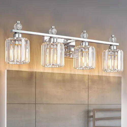 Miniatura 35 de Luces de Tocador de Baño de 3 Luces, Placado Negro, Modernas Luces de Tocador de Cristal para Baño, Luces de Tocador de Cristal para Usar Sobre