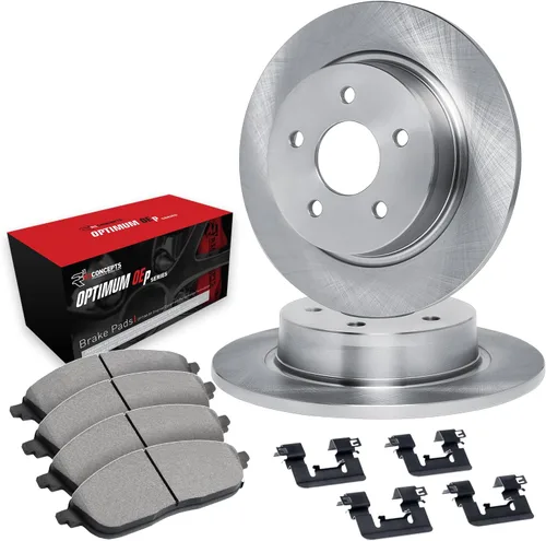 R1 Concepts Frenos traseros y rotores | Hardware incluido | Kit de pastillas de freno y rotores traseros óptimos OEp | Compatible con Buick Century