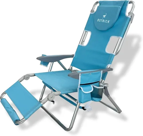 Miniatura 14 de Ostrich 3N1 Silla reclinable ligera para césped, playa, reclinable con reposapiés, Muebles de exterior para patio, balcón, patio trasero o porche
