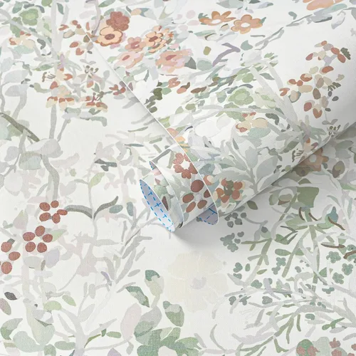 Miniatura 18 de Ismoon Papel tapiz verde para despegar y pegar, diseño bohemio floral y hojas en papel adhesivo grueso, papel adhesivo botánico oscuro, extraíble