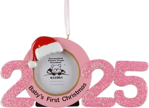 Miniatura 7 de Adorno personalizado para la primera Navidad del bebé 2024, marco de fotos para bebé, adorno personalizado, primer regalo de recuerdo del bebé