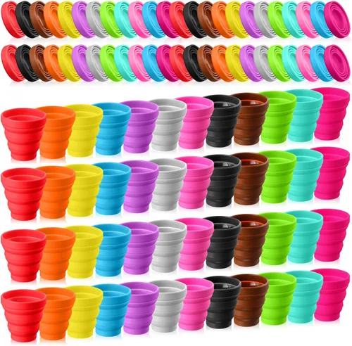 Miniatura 8 de Umigy Vaso plegable de silicona sin tapas, vaso plegable portátil de viaje, colorido, reutilizable, plegable, vaso expandible para niños que viajan