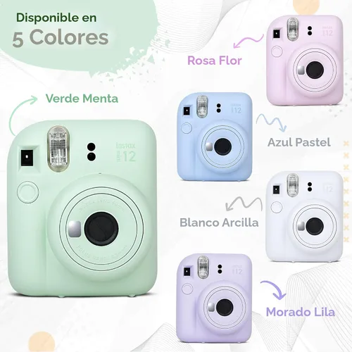 Miniatura 8 de Cámara instantánea Fujifilm Instax Mini 12 en color blanco arcilla y paquete de película Fuji (60 hojas) con accesorios Tiger resistentes, estuche