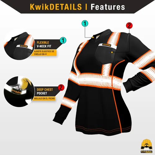 Miniatura 4 de KwikSafety - Charlotte, NC - Vixen Hi Vis Long Sleeve Safety Shirt for Women [Angel Hair Reflective Tape]