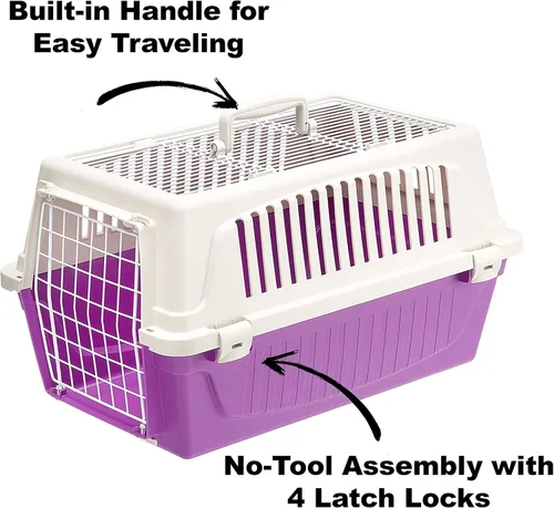 Miniatura 4 de Transportador de mascotas Atlas Transportador pequeño para perros y gatos con acceso por puerta superior y frontal Púrpura
