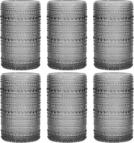 Miniatura 15 de Moretoes Juego de Vasos para Beber Hobnail de 12, Vasos Altos de 12 Oz Transparentes con Relieve Embosado Estilo Boho, Vasos de Agua para Cocina