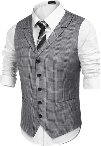 Miniatura 5 de COOFANDY Chaleco de traje de negocios para hombre, ajustado, para boda, fiesta, cena
