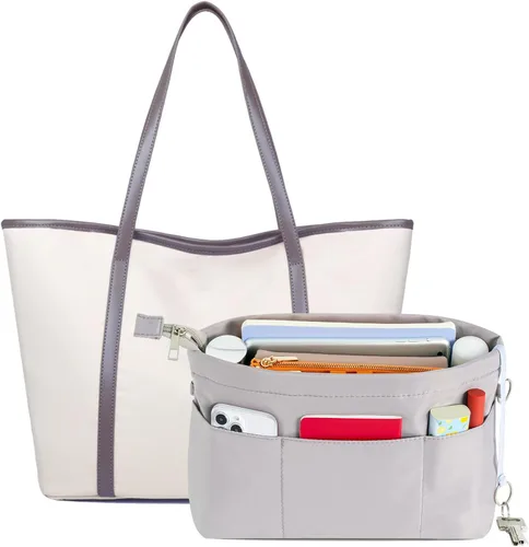 HyFanStr Organizador de monedero con cremallera superior para bolso de mano, moldeador de bolsos con 13 bolsillos