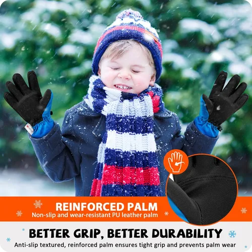 Miniatura 4 de Hikenture Guantes de nieve para niños, 3M Thinsulate, guantes de esquí para niños, guantes de nieve para niños y niñas, guantes de invierno