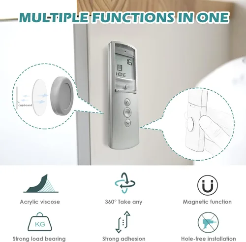 Miniatura 4 de WALLFID Paquete de 5 soportes magnéticos N52 para control remoto de montaje en pared, sin agujeros, organizador de carga de teléfono, contenedores