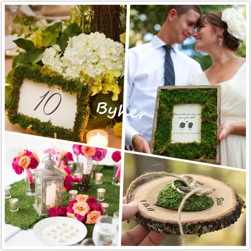 Miniatura 3 de Tapete de musgo seco para bodas, fiestas de cumpleaños, decoración de jardín de hadas, verde oscuro (verde, 14 x 9 pulgadas)