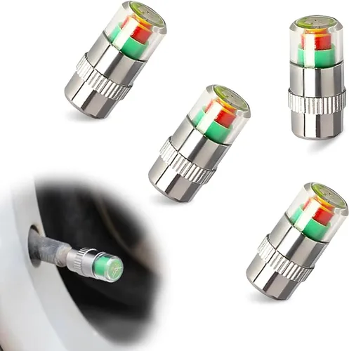 4 tapas de vástago de válvula para monitor de presión de neumáticos de automóvil, 3 colores de alerta de ojos, indicador de sensor de válvula de
