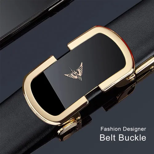 Miniatura 2 de VANNANBA Cinturones de trinquete de cuero para hombre, cinturón de cintura con hebilla automtica, cinturón para hombre con caja de regalo