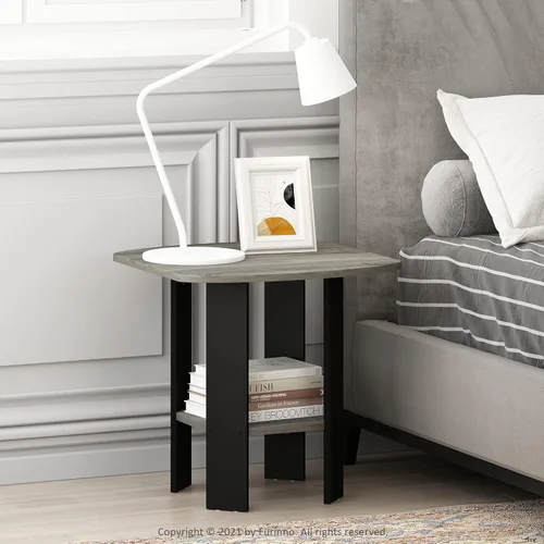 Miniatura 8 de FURINNO - Mesita auxiliar de diseño sencillo Roble Francés/Negro