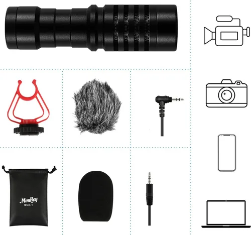 Miniatura 7 de Moukey MCM-1 - Micrófono para cámara réflex digital, cámara de vídeo externa con micrófono para teléfono, smartphone, Vlogging, Canon/Nikon/Sony