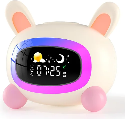 Miniatura 12 de ANALOI Reloj despertador para niños, reloj despertador Ok to Wake para niños, reloj de luz nocturna para dormitorio, reloj despertador para gatos