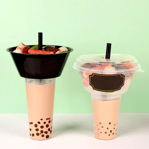 Miniatura 8 de Hemoton 5 juegos de recipientes reutilizables para aperitivos con vaso y cuenco para aperitivos combinados para papas fritas y bebidas, combinación