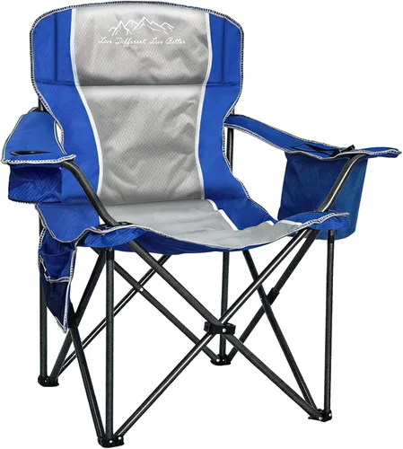 Miniatura 12 de Silla de campamento de gran tamaño, capacidad de 500 libras para personas grandes y altas, silla plegable acolchada extra ancha para personas