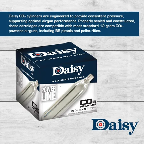 Miniatura 5 de Daisy Powerline - Cilindros de CO2 de 0.42 oz, 25 unidades, presión consistente, para pistolas de aire de CO2