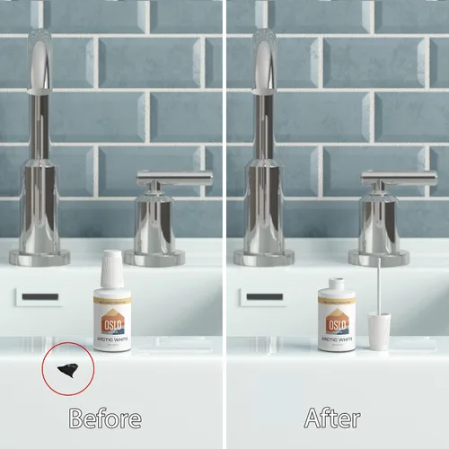 Miniatura 3 de Pintura para Retoque de Porcelana + Electrodomésticos, Blanco Nimbus, 20 ml, Alto Brillo, con Pincel en la Botella, para Fijaciones de Baño, Metal