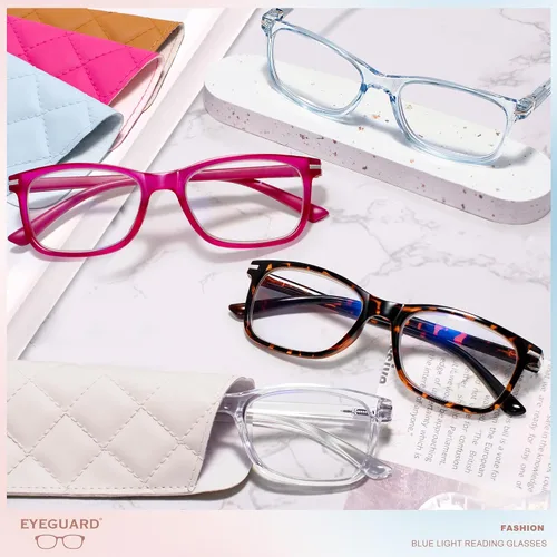 Miniatura 6 de EYEGUARD Paquete de 4 lentes de lectura con bloqueo de luz azul para mujeres y hombres, bisagra de resorte, lentes de filtro antirreflejos