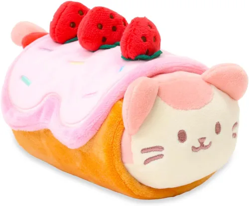Anirollz Kittiroll de peluche en atuendo de pastel enrollado – Animal de peluche kawaii con disfraz extraíble – Bonito juguete de peluche blando