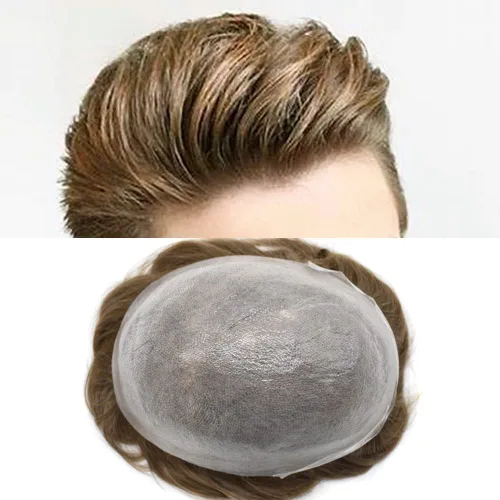 Miniatura 17 de Toupee Hair for Men Hair Piece 0.002 in Ultra Thin Skin Mens Toupee Sistema de reemplazo de cabello humano para hombres, prótesis capilar