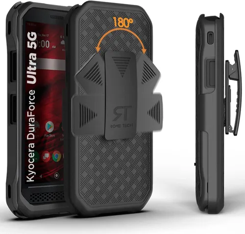 Miniatura 7 de Funda diseñada para Kyocera Duraforce Pro 2 (E6900/E6910/E6920) con funda de clip para cinturón, funda con función atril, color negro