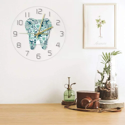 Miniatura 3 de The Geeky Days Reloj de pared con iluminación LED USB, símbolos de cuidado dental, reloj colgante de acrílico, movimiento silencioso, con 7