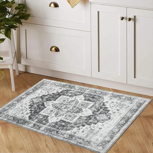 Miniatura 15 de FairOnly Alfombras lavables de 2 x 3 pulgadas, alfombra antideslizante de pelo bajo, alfombra de piso con estampado envejecido, alfombra de área