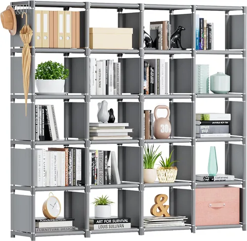 Miniatura 17 de Mavivegue Estante para Libros, Organizador de Almacenamiento de 9 Cubos, Estantería de Bricolaje, Estantería de Cubos de Metal, Estantería Alta
