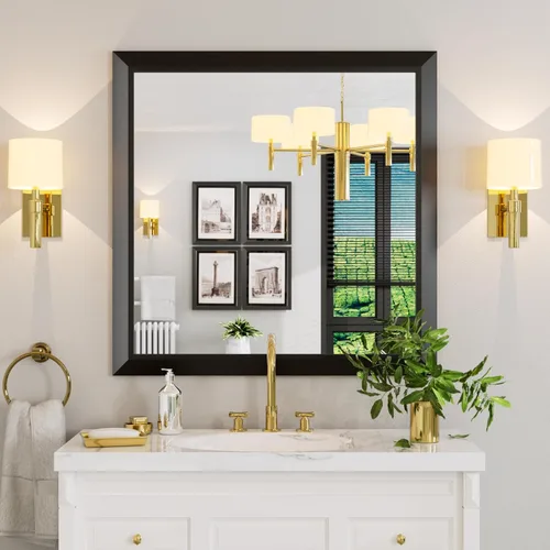 Miniatura 23 de Amorho Espejo de Baño Negro, Espejos de Pared de 24x30 Pulgadas con Marco de Metal Grueso para Sobre el Fregadero, Dormitorio, Sala de Estar