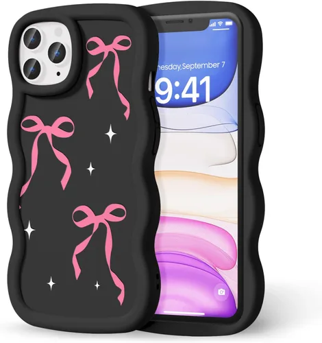 Miniatura 299 de Compatible con iPhone SE/8/7 Funda para Mujeres y Niñas, Marco Ondulado Rizado con Patrón Lindo, Estética Delgada Suave Silicona TPU Parachoques