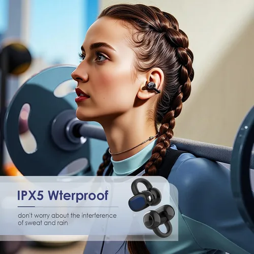 Miniatura 5 de Auriculares abiertos con aro de oído abierto, ligeros, cómodos, con clip de oreja abierto, auriculares inalámbricos, 40H Play Bluetooth 5.4