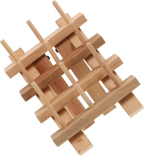 Miniatura 8 de Estante de hilo de madera para 12 carretes/conos, organizador de hilo plegable de madera, organizador de hilo de bordar para coser, bordar