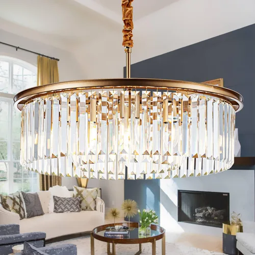Miniatura 12 de Lámpara de Araña de Cristal Moderna Negra de 21.7", Accesorios de Iluminación de Lujo, Candelabros de Cristal de 2 Anillos para Comedor, Iluminación