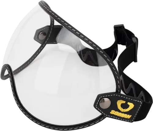 Miniatura 9 de Protector retro para casco de motocicleta, visera de burbujas, lentes de policarbonato de repuesto universal para casco completo de cara abierta