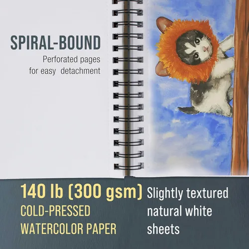 Miniatura 4 de U.S. Art Supply Bloc de papel de acuarela pesado de alta calidad de 5.5 x 8.5 pulgadas, paquete de 3 (30 hojas cada uno), 140 libras (10.58 oz/m²)